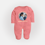 Happy Mother's Day - Mom's Little Joy With Our Customized Sleep Suit With Name - PEACH - New Born (Chest 7.5")