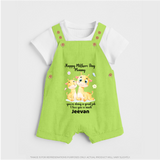 Happy Mother's Day - Full of Love & Warmth With Our Customized Dungaree Set With Name - GREEN - 0 - 5 Months Old (Chest 18")