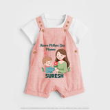 Happy Mother’s Day Mummy Baby BUTTON DUNGAREE Set – Cute Mom & Baby Outfit - PEACH - 0 - 5 Months Old (Chest 18")