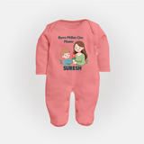 Happy Mother’s Day Mummy Baby Full body suit Set – Cute Mom & Baby Outfit - PEACH - New Born (Chest 7.5")