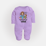 You’re My Hero Mom Baby Full body suit Set – Super Mom Theme Outfit - LILAC - New Born (Chest 7.5")
