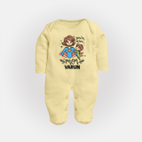You’re My Hero Mom Baby Full body suit Set – Super Mom Theme Outfit - PASTEL YELLOW - New Born (Chest 7.5")