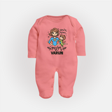 You’re My Hero Mom Baby Full body suit Set – Super Mom Theme Outfit - PEACH - New Born (Chest 7.5")