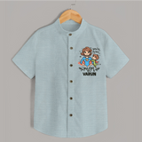 You’re My Hero Mom Baby SHIRT Set – Super Mom Theme Outfit - ARCTIC BLUE - 0 - 6 Months Old (Chest 23")