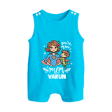 You’re My Hero Mom Baby BUTTON ROMPER Set – Super Mom Theme Outfit - SKY BLUE - New Born (Chest 18")