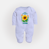 Happy Mother’s Day Baby Full body suit Set – Sunflower Theme Outfit - BABY BLUE - New Born (Chest 7.5")