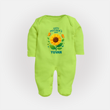 Happy Mother’s Day Baby Full body suit Set – Sunflower Theme Outfit - LIME GREEN - New Born (Chest 7.5")