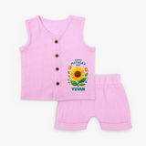 Happy Mother’s Day Baby BUTTON JABLA Set – Sunflower Theme Outfit - BABY PINK - 0 - 3 Months Old (Chest 9.8")