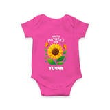 Happy Mother’s Day Baby ROMPER – Sunflower Theme Outfit - HOT PINK - New Born (Chest 14")