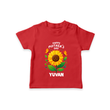 Happy Mother’s Day Baby T SHIRT Set – Sunflower Theme Outfit - RED - 0-5 Months Old (Chest 17")