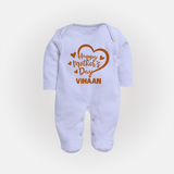 Happy Mother’s Day Baby Full body suit Set – Heart Design Outfit - BABY BLUE - New Born (Chest 7.5")
