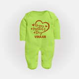 Happy Mother’s Day Baby Full body suit Set – Heart Design Outfit - LIME GREEN - New Born (Chest 7.5")