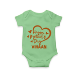 Happy Mother’s Day Baby ROMPER – Heart Design Outfit - GREEN - New Born (Chest 14")