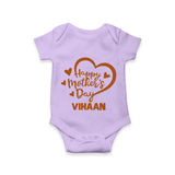 Happy Mother’s Day Baby ROMPER – Heart Design Outfit - LILAC - New Born (Chest 14")