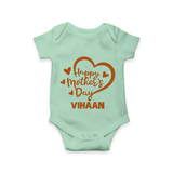 Happy Mother’s Day Baby ROMPER – Heart Design Outfit - MINT GREEN - New Born (Chest 14")