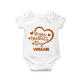 Happy Mother’s Day Baby ROMPER – Heart Design Outfit - WHITE - New Born (Chest 14")