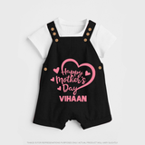 Happy Mother’s Day Baby BUTTON DUNGAREE Set – Heart Design Outfit - BLACK - 0 - 5 Months Old (Chest 18")