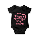 Happy Mother’s Day Baby ROMPER – Heart Design Outfit - BLACK - New Born (Chest 14")