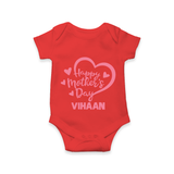 Happy Mother’s Day Baby ROMPER – Heart Design Outfit - RED - New Born (Chest 14")