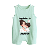 Happy Mother’s Day Baby BUTTON ROMPER Set – Mom & Baby Love Outfit - MINT GREEN - New Born (Chest 18")