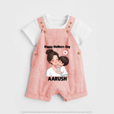 Happy Mother’s Day Baby BUTTON DUNGAREE Set – Mom & Baby Love Outfit - PEACH - 0 - 5 Months Old (Chest 18")