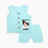 Happy Mother’s Day Baby BUTTON JABLA Set – Mom & Baby Love Outfit - BABY BLUE - 0 - 3 Months Old (Chest 9.8")