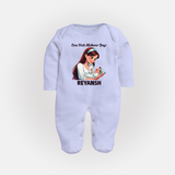 Our First Mother’s Day Baby Full body suit Set – New Mom Special Outfit - BABY BLUE - New Born (Chest 7.5")