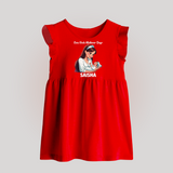 Our First Mother’s Day Baby BABY FROCK Set – New Mom Special Outfit - RED - 0 - 3 Months Old (Chest 17")