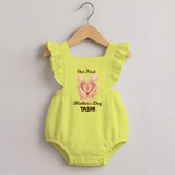 Our First Mother’s Day Baby ROMPER FROCK Set – Baby Feet Theme Outfit - PASTEL YELLOW - 0 - 3 Months Old (Chest 19")