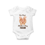 Our First Mother’s Day Baby ROMPER – Baby Feet Theme Outfit - WHITE - New Born (Chest 14")