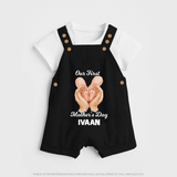 Our First Mother’s Day Baby BUTTON DUNGAREE Set – Baby Feet Theme Outfit - BLACK - 0 - 5 Months Old (Chest 18")