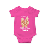Our First Mother’s Day Baby ROMPER – Baby Feet Theme Outfit - HOT PINK - New Born (Chest 14")