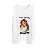 Our First Mother’s Day Baby BUTTON ROMPER Set – Mom & Baby Bond Outfit - WHITE - New Born (Chest 18")
