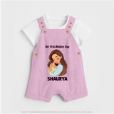 Our First Mother’s Day Baby BUTTON DUNGAREE Set – Mom & Baby Bond Outfit - BABY PINK - 0 - 5 Months Old (Chest 18")