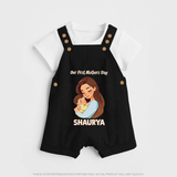 Our First Mother’s Day Baby BUTTON DUNGAREE Set – Mom & Baby Bond Outfit - BLACK - 0 - 5 Months Old (Chest 18")