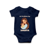 Our First Mother’s Day Baby ROMPER – Mom & Baby Bond Outfit - NAVY BLUE - New Born (Chest 14")