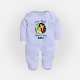 Our First Mother’s Day Personalized Baby FULL BODY SUIT – Custom Name Outfit (Illustrated Design) - BABY BLUE - New Born (Chest 7.5")
