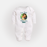 Our First Mother’s Day Personalized Baby FULL BODY SUIT – Custom Name Outfit (Illustrated Design) - WHITE - New Born (Chest 7.5")