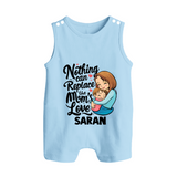 Nothing Can Replace Mom’s Love Personalized Baby BUTTON ROMPERSet – Custom Name Outfit - BABY BLUE - New Born (Chest 18")