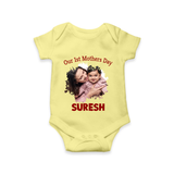 Our 1st Mother’s Day Personalized Baby ROMPER Set – Custom Photo & Name Outfit - PASTEL YELLOW - New Born (Chest 14")