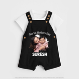 Our 1st Mother’s Day Personalized Baby DUNGAREESet – Custom Photo & Name Outfit - BLACK - 0 - 5 Months Old (Chest 18")