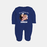 Our 1st Mother’s Day Personalized Baby FULL BODY SUIT – Custom Photo & Name Outfit - NAVY BLUE - New Born (Chest 7.5")