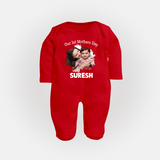 Our 1st Mother’s Day Personalized Baby FULL BODY SUIT – Custom Photo & Name Outfit - RED - New Born (Chest 7.5")