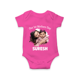 Our 1st Mother’s Day Personalized Baby ROMPER Set – Custom Photo & Name Outfit - HOT PINK - New Born (Chest 14")
