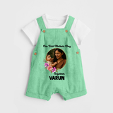 Our First Mother’s Day Together Personalized Baby DUNGAREESet – Custom Photo & Name Outfit - GREEN - 0 - 5 Months Old (Chest 18")