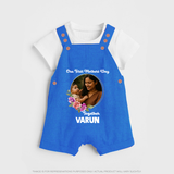Our First Mother’s Day Together Personalized Baby DUNGAREESet – Custom Photo & Name Outfit - COBALT BLUE - 0 - 5 Months Old (Chest 18")