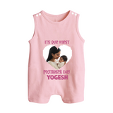 It’s Our First Mother’s Day Personalized Baby BUTTON ROMPERSet – Custom Name & Photo Outfit - BABY PINK - New Born (Chest 18")