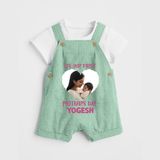 It’s Our First Mother’s Day Personalized Baby DUNGAREESet – Custom Name & Photo Outfit - MINT GREEN - 0 - 5 Months Old (Chest 18")
