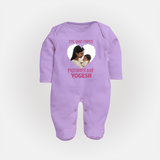 It’s Our First Mother’s Day Personalized Baby FULL BODY SUIT – Custom Name & Photo Outfit - LILAC - New Born (Chest 7.5")