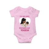 It’s Our First Mother’s Day Personalized Baby ROMPER Set – Custom Name & Photo Outfit - BABY PINK - New Born (Chest 14")